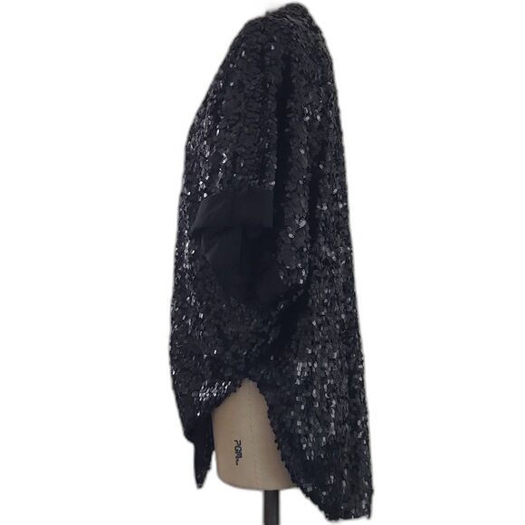 Upson Downes Black Sequin Short Sleeve Cocktail Evening Going Out Jacket - M - Picture 2 of 7